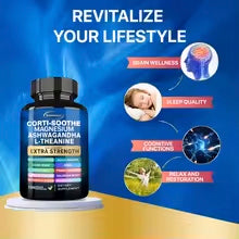 Corti-Soothe Cortisol Supplement with Magnesium, Ashwagandha, L-Theanine - Manage Stress, Maintain Calm & Support Adrenal Health