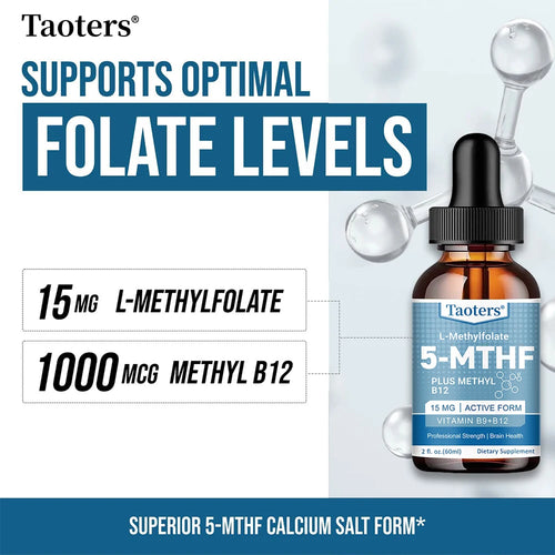 L Methylfolate Plus Methyl B12 Cofactor Liquid Drops - Metabolically Active 5-MTHF Form