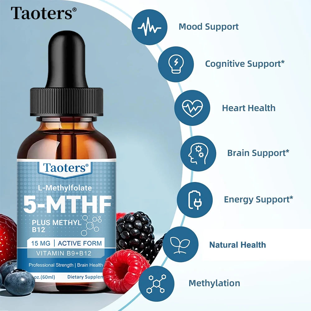 L Methylfolate Plus Methyl B12 Cofactor Liquid Drops - Metabolically Active 5-MTHF Form
